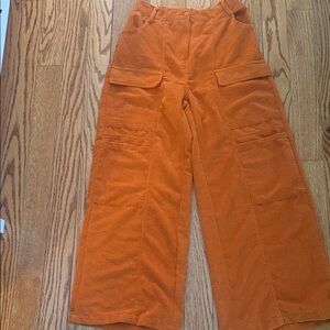 Orange Women’s Corduroy Cargo Pants Sz L